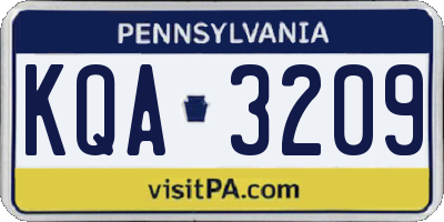 PA license plate KQA3209
