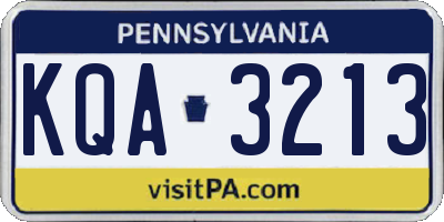 PA license plate KQA3213