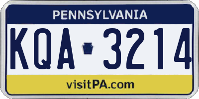 PA license plate KQA3214