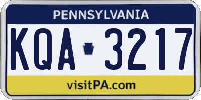PA license plate KQA3217