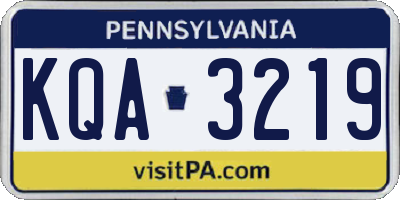 PA license plate KQA3219