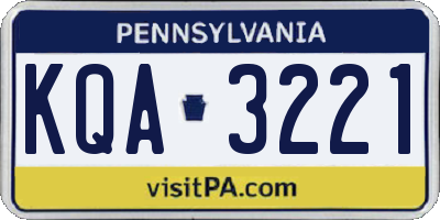 PA license plate KQA3221
