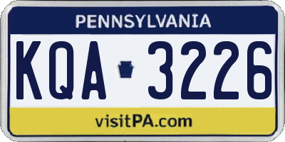 PA license plate KQA3226