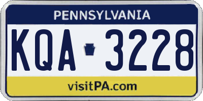 PA license plate KQA3228