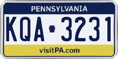 PA license plate KQA3231