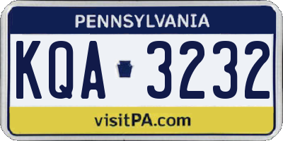 PA license plate KQA3232