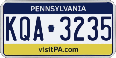 PA license plate KQA3235