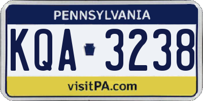 PA license plate KQA3238