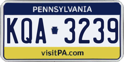 PA license plate KQA3239