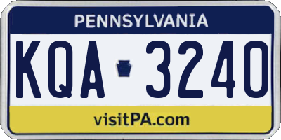 PA license plate KQA3240