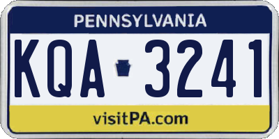 PA license plate KQA3241