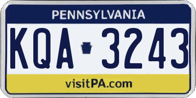 PA license plate KQA3243