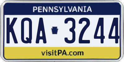 PA license plate KQA3244