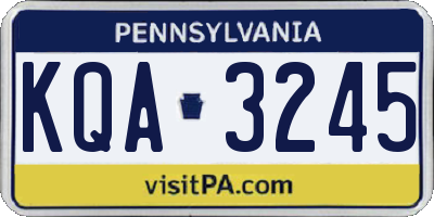PA license plate KQA3245