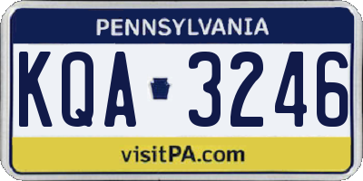 PA license plate KQA3246