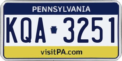 PA license plate KQA3251