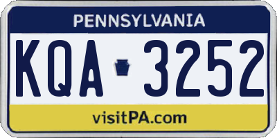 PA license plate KQA3252