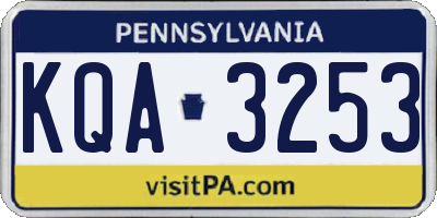 PA license plate KQA3253