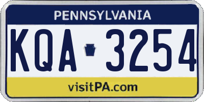 PA license plate KQA3254