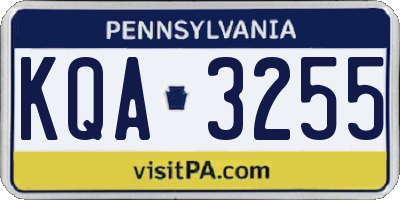 PA license plate KQA3255
