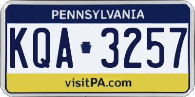 PA license plate KQA3257