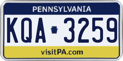 PA license plate KQA3259