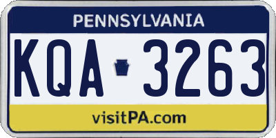 PA license plate KQA3263