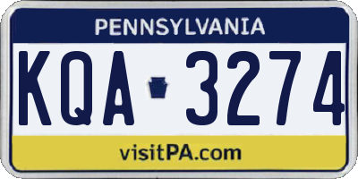 PA license plate KQA3274