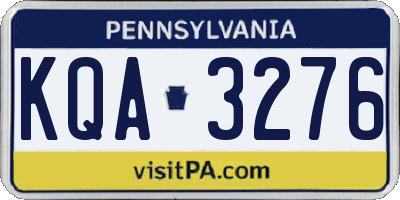 PA license plate KQA3276