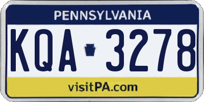 PA license plate KQA3278