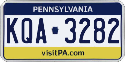 PA license plate KQA3282