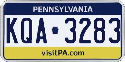 PA license plate KQA3283