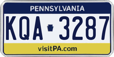 PA license plate KQA3287