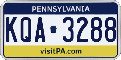 PA license plate KQA3288