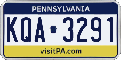 PA license plate KQA3291