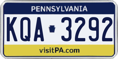 PA license plate KQA3292