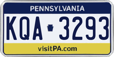 PA license plate KQA3293