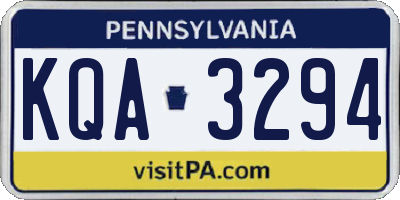 PA license plate KQA3294