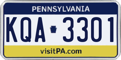 PA license plate KQA3301