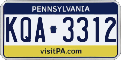 PA license plate KQA3312