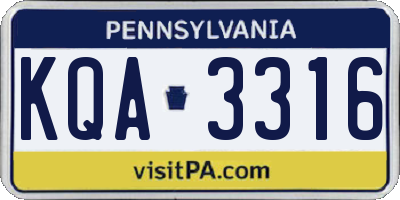 PA license plate KQA3316
