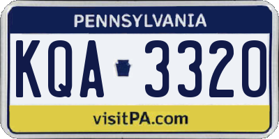 PA license plate KQA3320