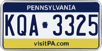 PA license plate KQA3325