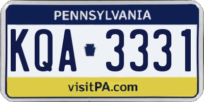 PA license plate KQA3331