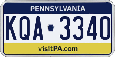 PA license plate KQA3340