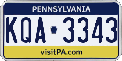 PA license plate KQA3343