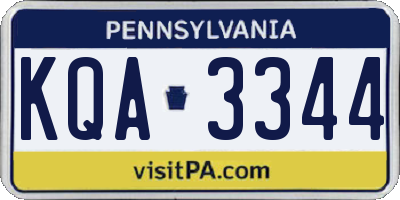 PA license plate KQA3344