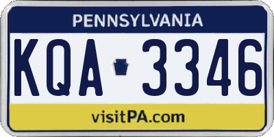 PA license plate KQA3346
