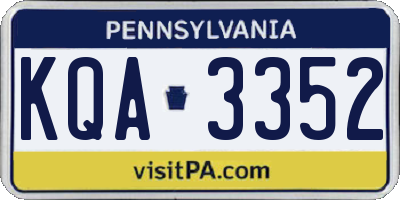 PA license plate KQA3352