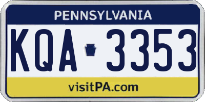 PA license plate KQA3353